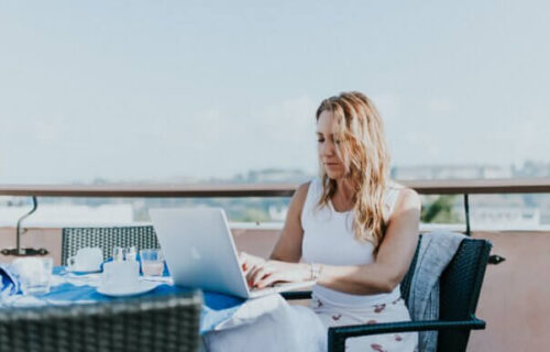 Woman working remotely