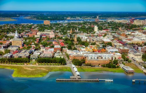 Aerial view of Charleston, South Carolina.