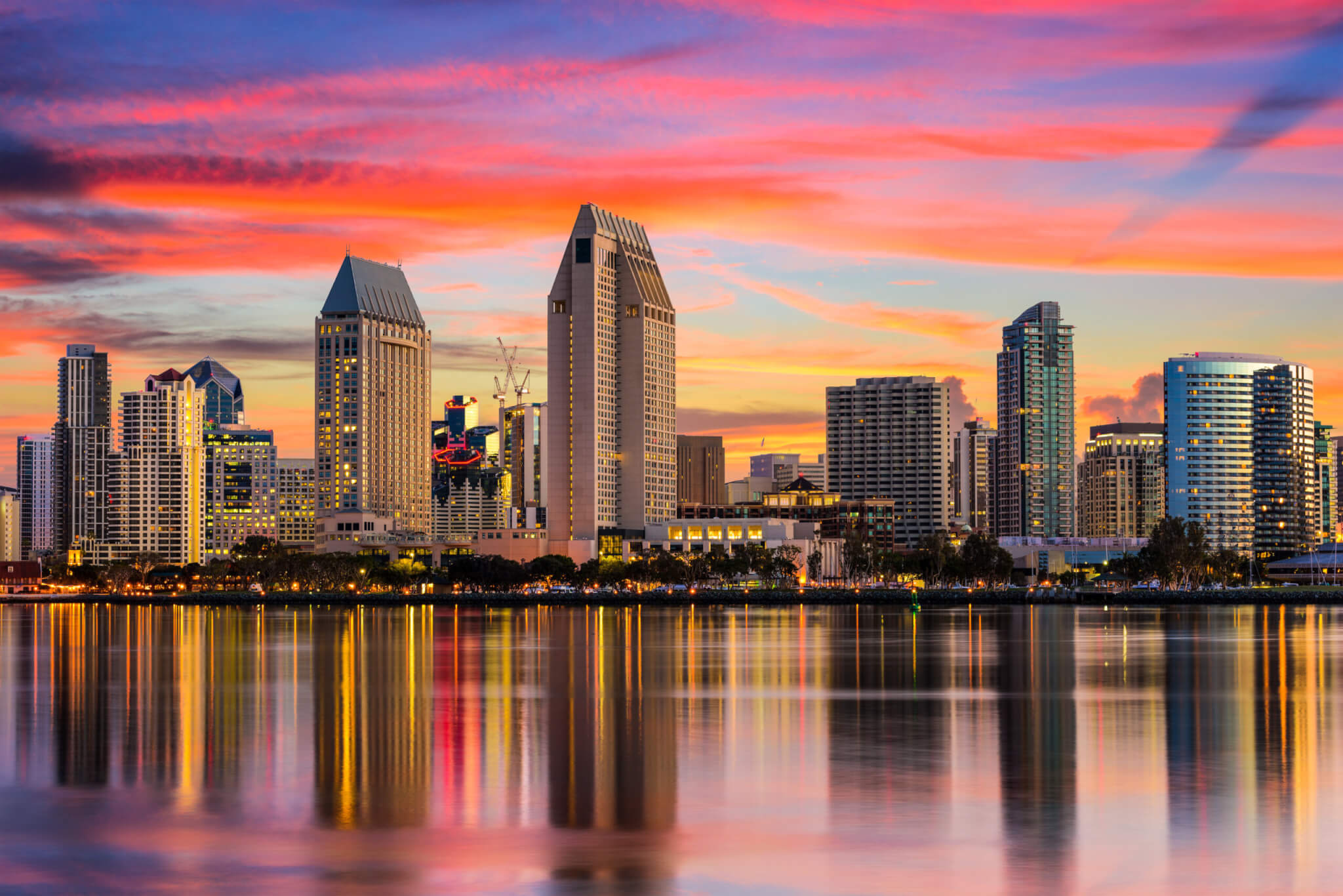 San Diego, California, downtown skyline.