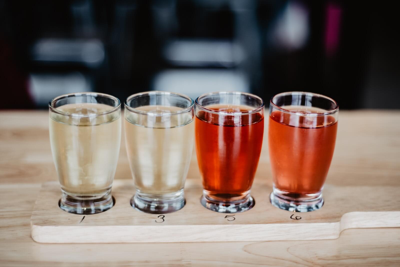 A flight of beer