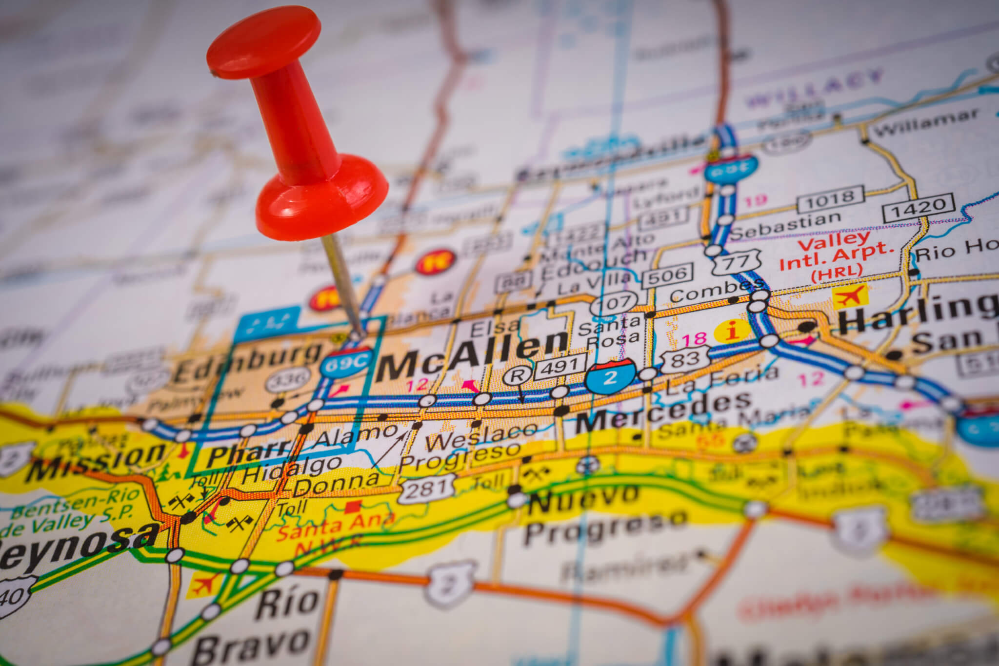 McAllen, Texas on a map