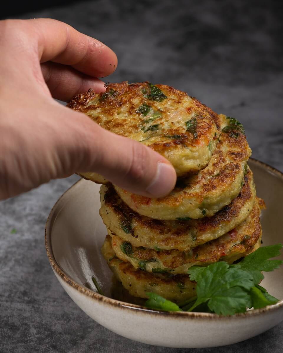 A bowl of potato pancakes