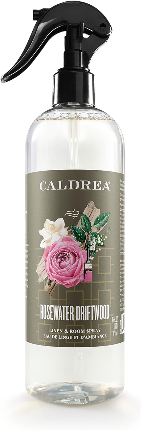 Caldrea Linen And Room Spray Air Freshener, Made With Essential Oils, Plant-Derived And Other Thoughtfully Chosen Ingredients, Rosewater Driftwood Scent, 16...