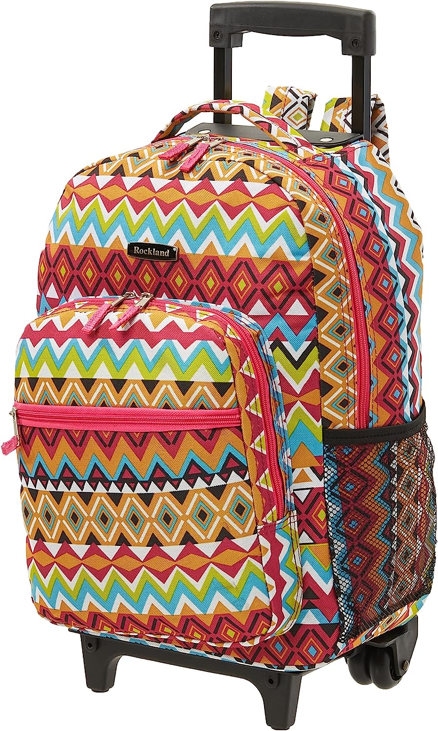 Rockland Double Handle Rolling Backpack, Tribal, 17-Inch