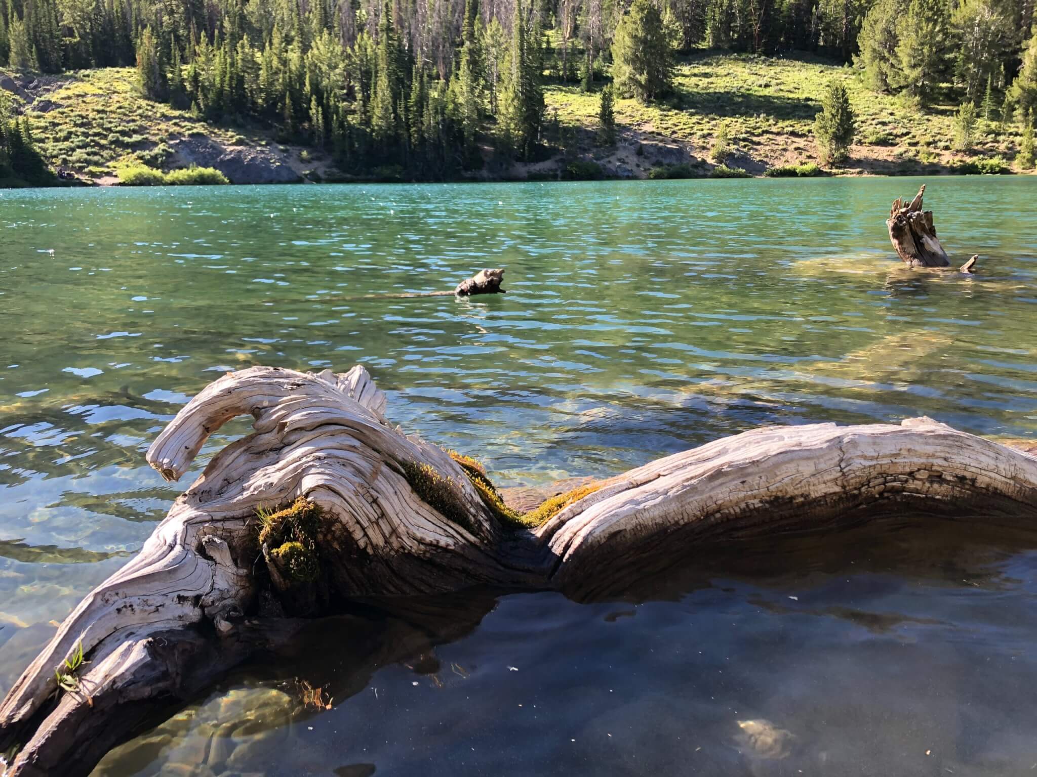 A view of Titus Lake in the southern end of the Sawtooth Mountains in Idaho 