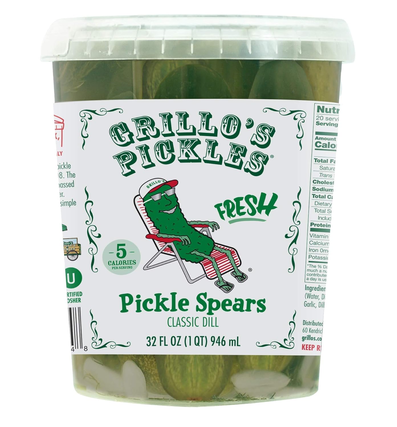 Grillo's Pickles Classic Dill Pickle Spears, 32 Fl Oz on Amazon