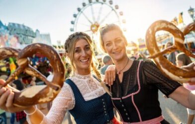 Two women at an Oktoberfest in Germany