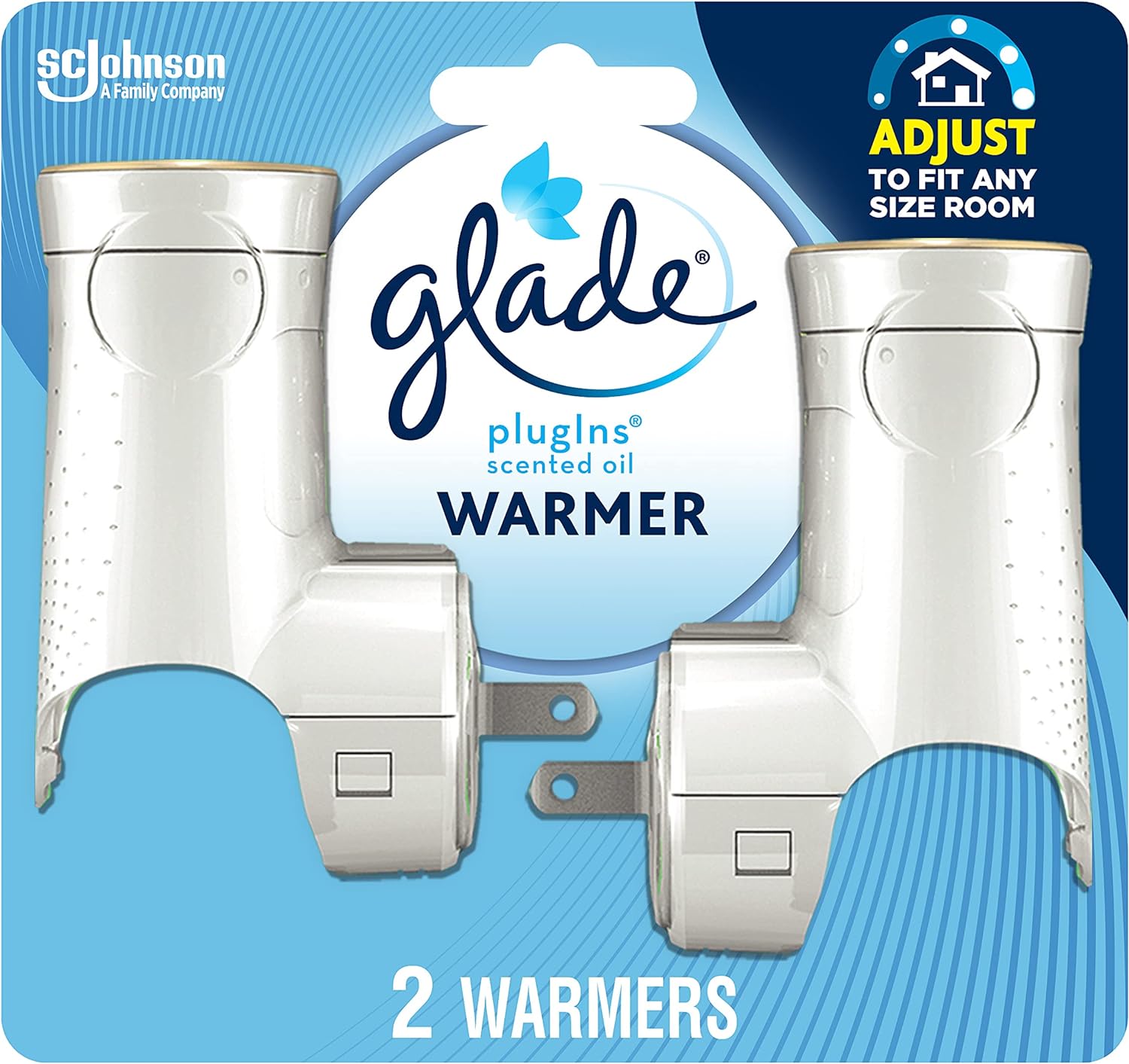 Glade PlugIns Air Freshener Warmer, Scented and Essential Oils for Home and Bathroom, Up to 50 Days on Low Setting, 2 Count
